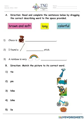 Describing words and Retelling Knuffle Bunny