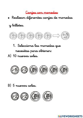 Canjes con monedas