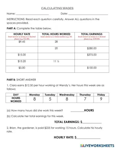 Calculating Wages