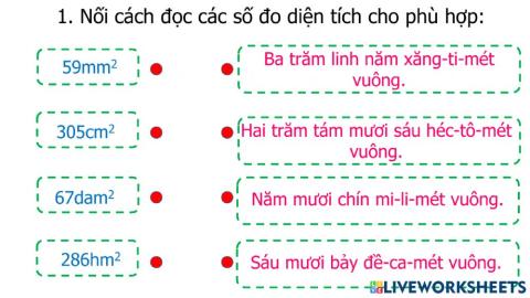 PBT Luyện tập Bảng đơn vị đo diện tích