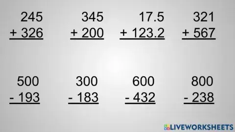 Sumas- restas y escritura de números