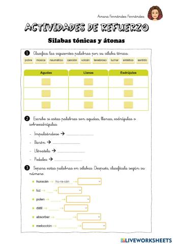 Sílaba tónica y átona