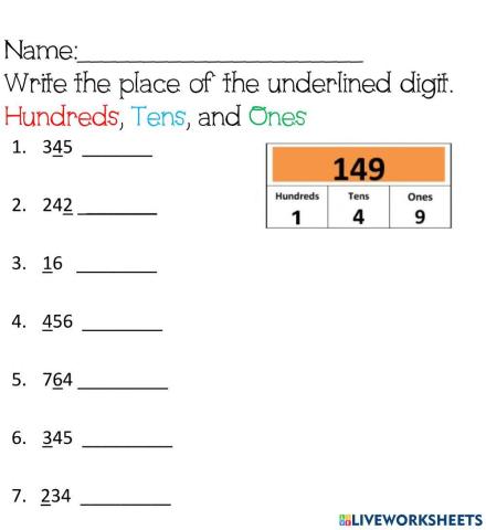 Place Value- Digit Value