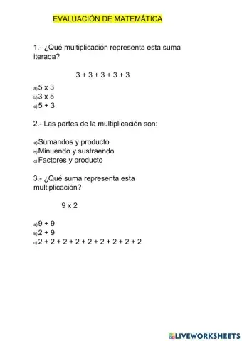 Evaluación de matemática