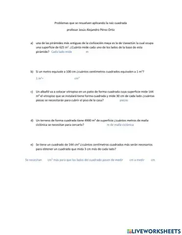 Problemas con raíz cuadrada