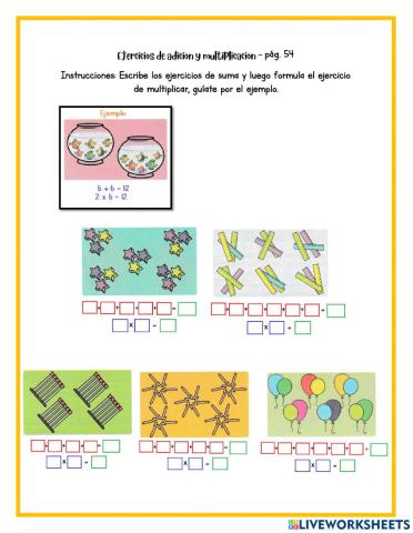 Ejercicios de adición y multiplicación
