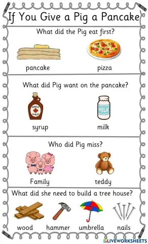 If You Give a Pig a Pancake - Comprehension
