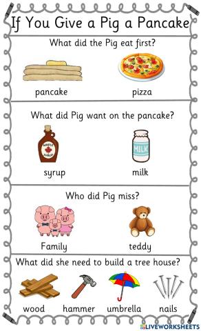 If You Give a Pig a Pancake - Comprehension