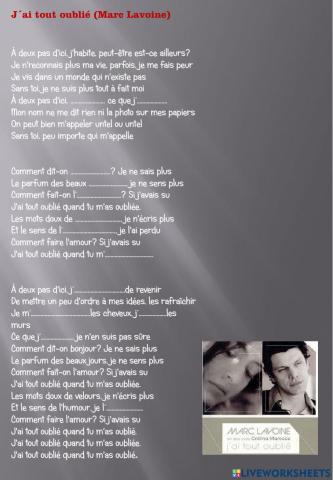 Chanson: J-ai tout oublié