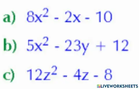 Factorizar trinomio de segundo grado forma ax-2+bx+c