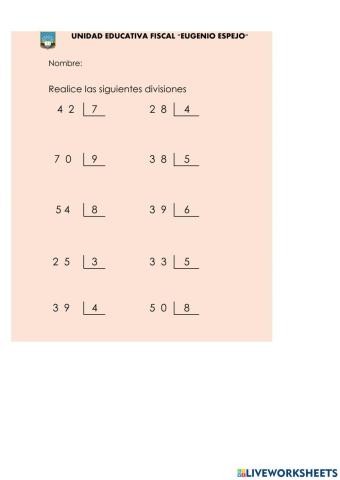 Divisiones de una cifra