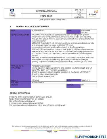 4th term exam 5th grade