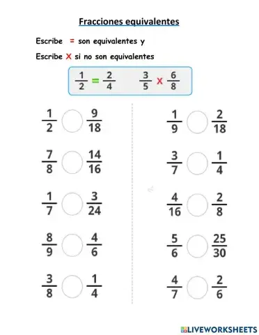 Equivalencias fracciones