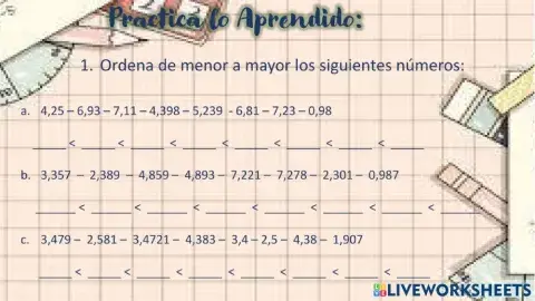 Ordenar números decimales