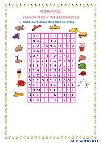 Alimentos saludables y no saludables