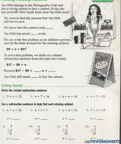 Finding the missing addends