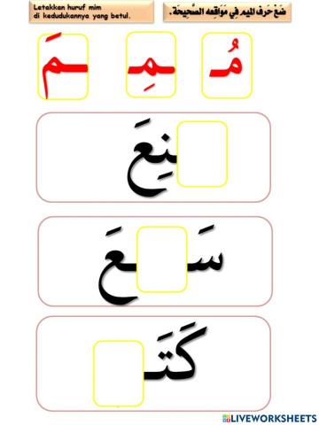 Bahasa  arab tahun 1 ( huruf berfokus  م)