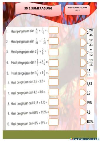 Matematika kelas 5 SD 2 Sumberagung