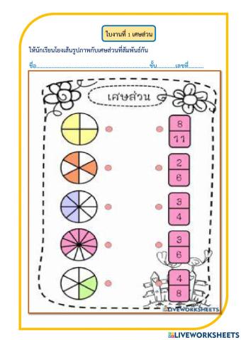ใบงานที่ 1 เรื่อง เศษส่วน