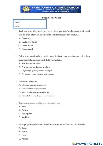 Ulangan BI Teks Narasi 7