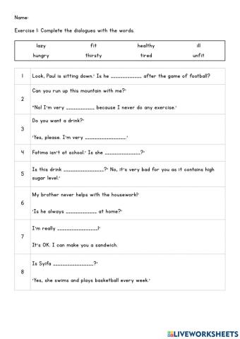 Adjectives: Healthy-