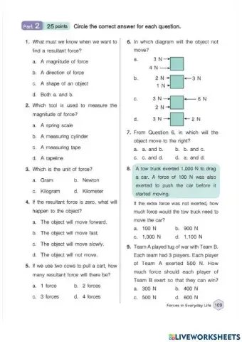 UNIT TEST: Forces in Everyday Life