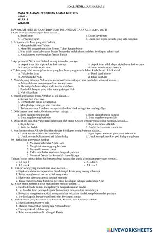 PH 1 Agama kristen kelas  8