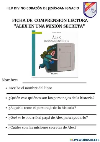 Ficha de comprensión lectora -Álex en una misión secreta-