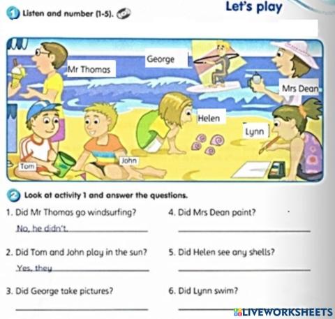 On holiday (Let's play - Workbook - Activity 2)