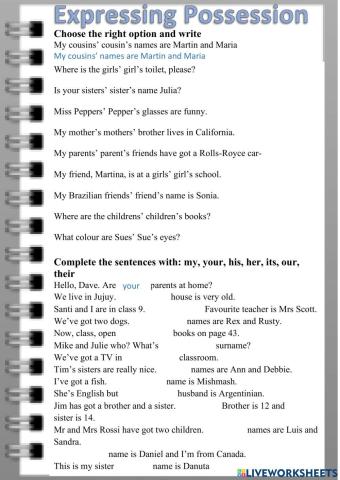 Expressing Possessions