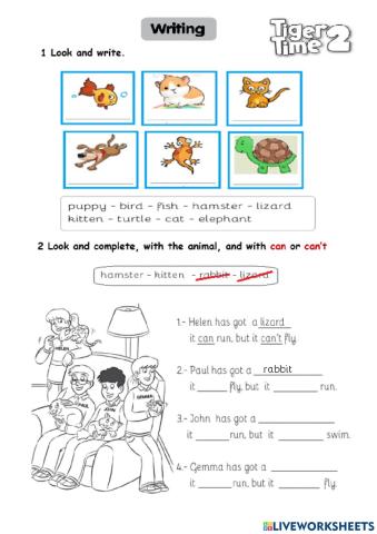 Animals - writing - 1st grade