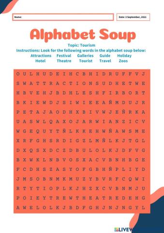 Tourism Alphabet Soup and Crossword