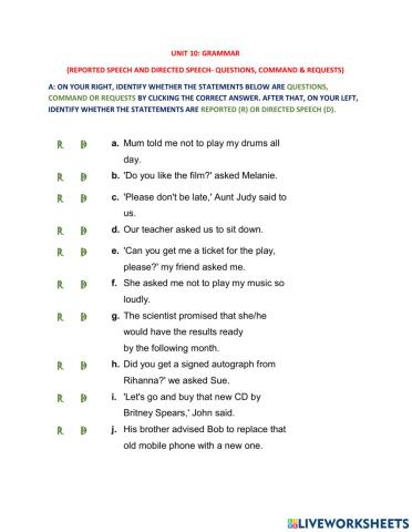 Grammar: reported-directed speech