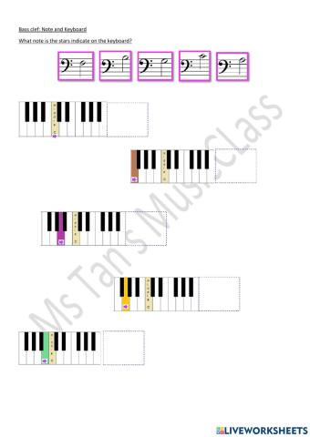 Bass clef note-keyboard matching