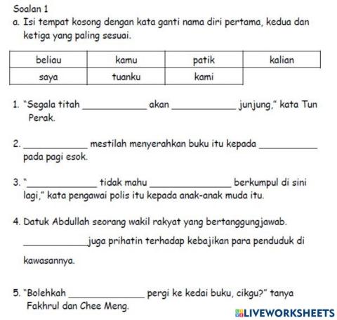 Kata Ganti Nama Diri