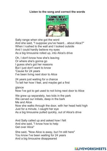 Living next door to Alice song