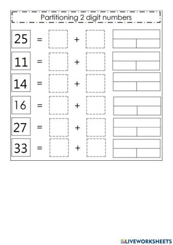 Partitioning 2 Digits Numbers