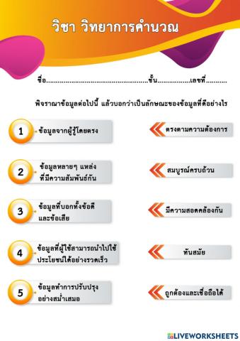 ลักษณะที่ดีของข้อมูล