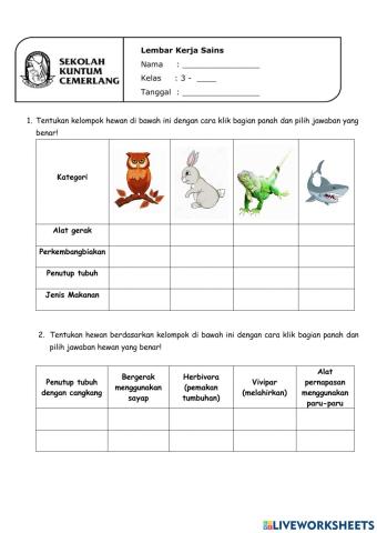 LK Pengelompokkan Hewan