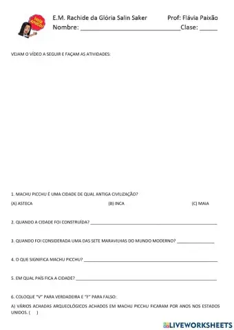 Sábado letivo - Machu Picchu