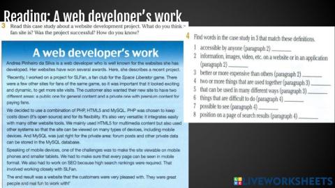 Reading: A web developer's work