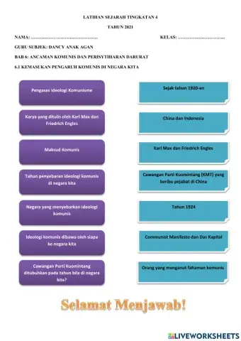 Sejarah t4 bab 6 ancaman komunis dan darurat