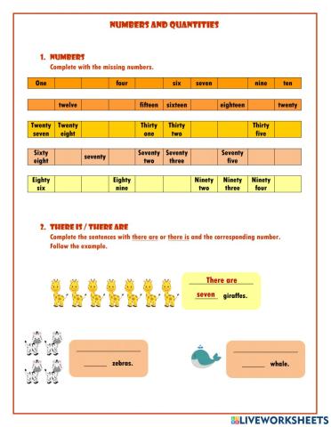 Numbers and quantities - animals