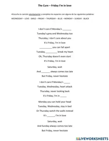 The Cure - Friday I'm in love