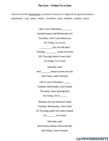 The Cure - Friday I'm in love