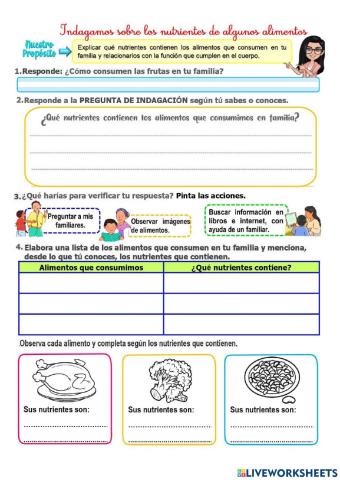 Nutrientes de los alimentos