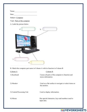 Parts of a compputer