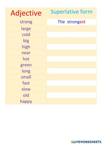 Superlative adjectives