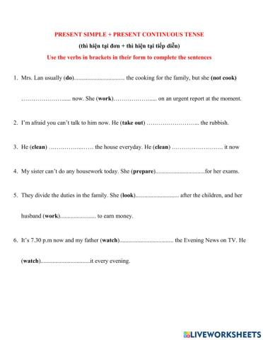 Present simple & prsent continuous