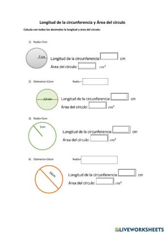 Longitud y área de la circunferencia